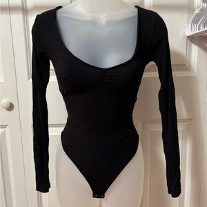 Forever 21 Black Asymmetrical Fitted Bodysuit